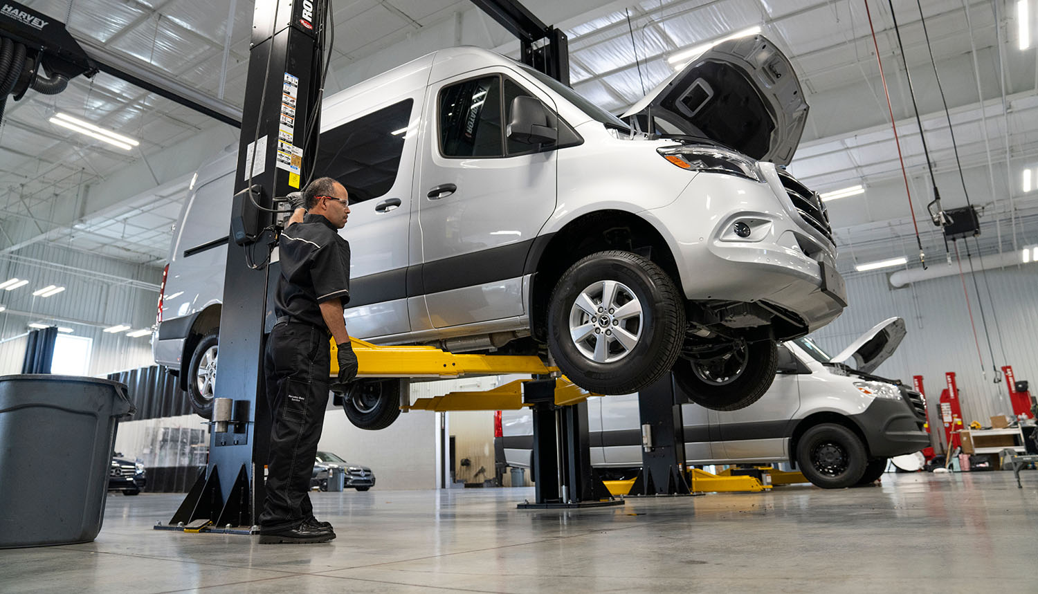 Knoxville Motor Company BodyWerks local auto body repair shop technician working on a commercial van
